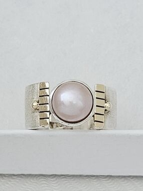 Silpada Rare Sterling Silver 9K Gold Filled Freshwater Pearl Vintage Ring Size 6